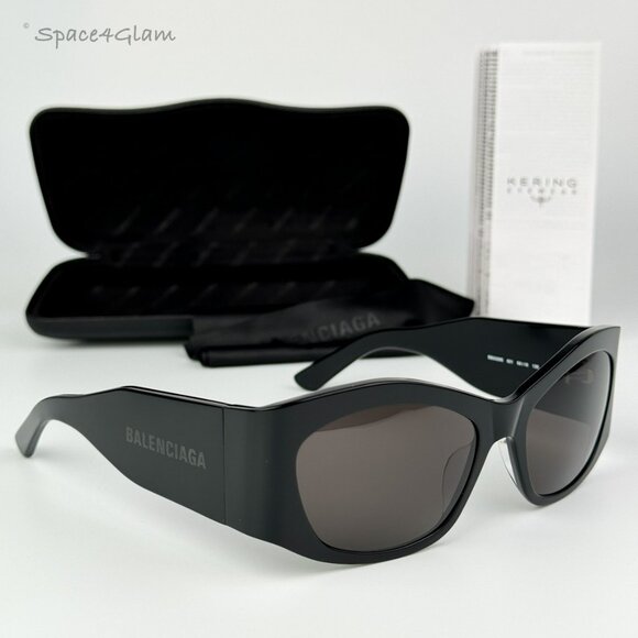 BRAND NEW Balenciaga BB0329S 003 Black Grey Geometric Unisex Sunglasses main image 4